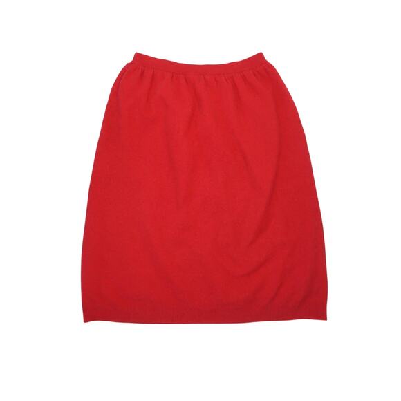 Vintage 80s H&M Chique Red Wool Angora Knit Midi Skirt L - Picture 3 of 5